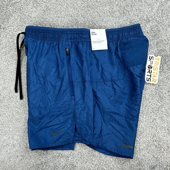 Nike Dri-Fit Run Division Stride 5" Running Shorts Mens Sz Small Blue FN3391-476 - Picture 1 of 11